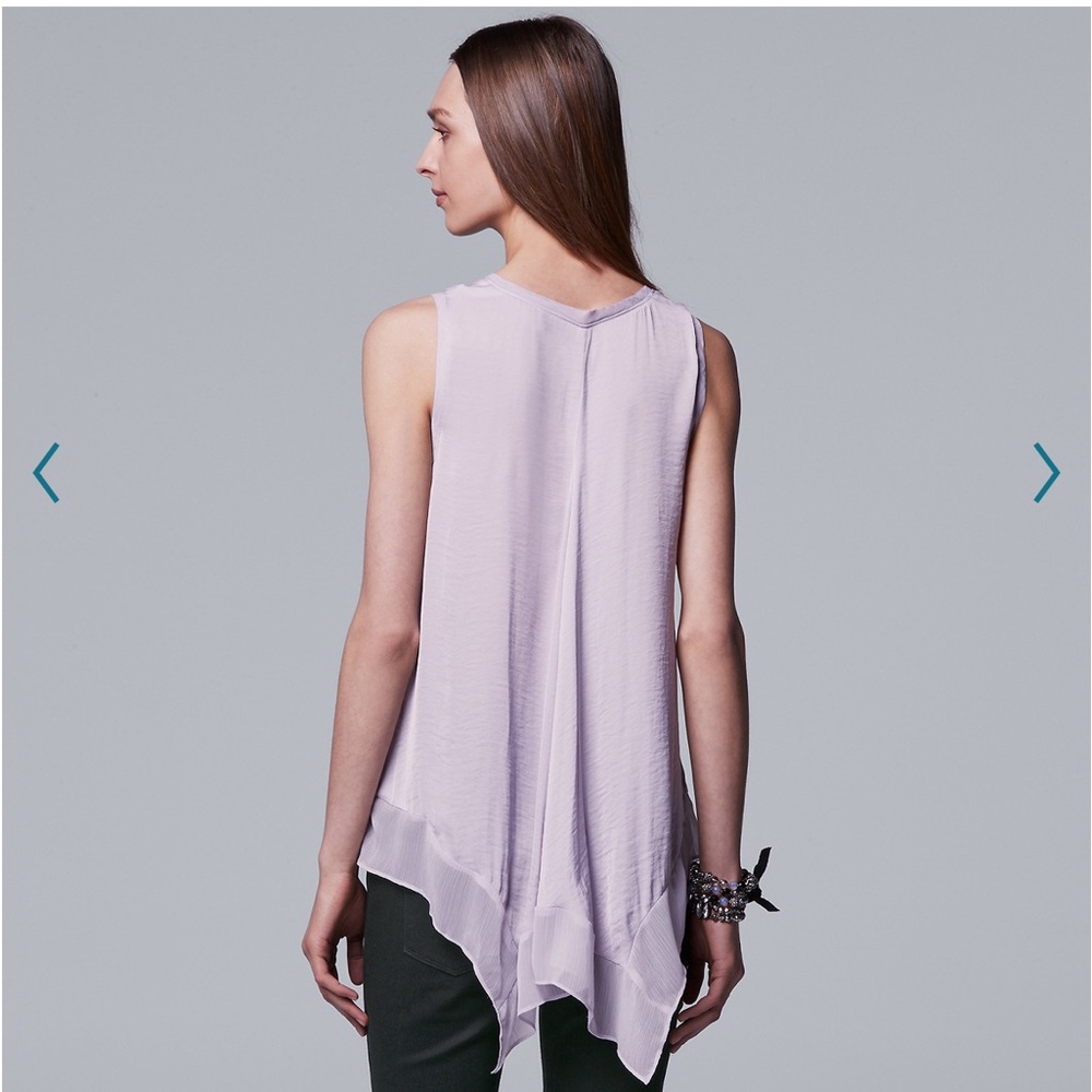 NWT! Women's Simply Vera Vera Wang White Handkerchief Flowy Tank Size XS - Picture 2 of 11